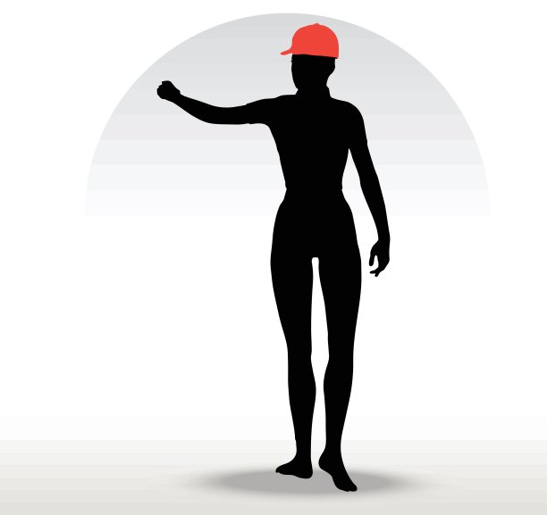 披萨女孩剪影与一顶红色的帽子图片下载