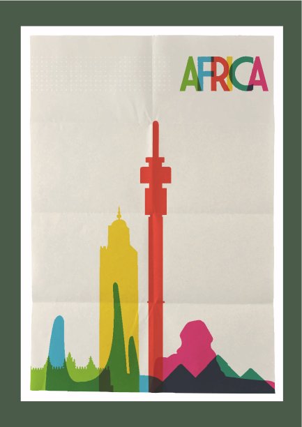 旅游非洲地标天际线复古海报图片下载