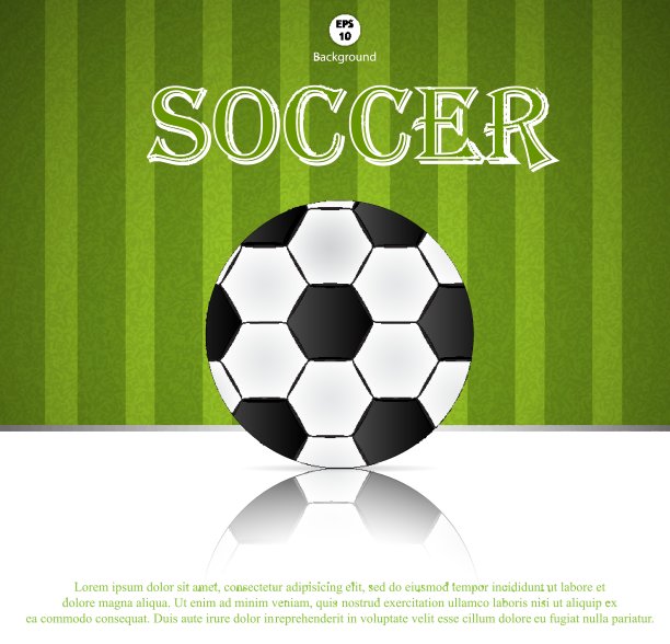 足球上的绿色背景海报设计与文字的地方图片下载