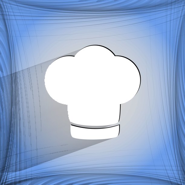厨师帽。做饭。平面现代网页按钮上的平面几何抽象背景图片下载