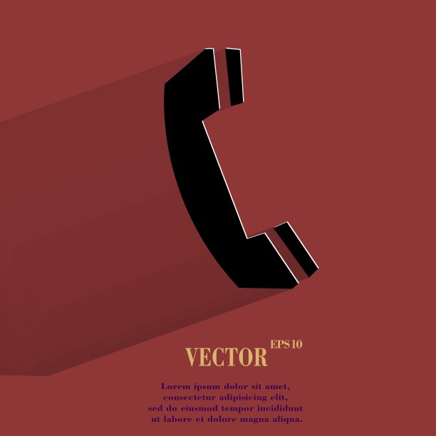 电话。平坦的现代网页按钮与长阴影和空间的文本图片下载