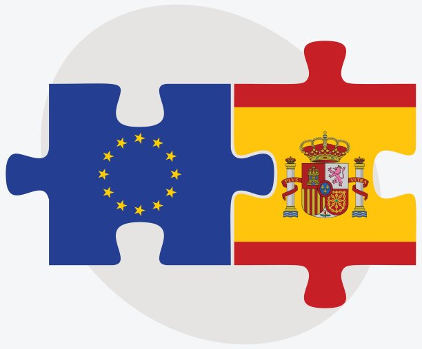 欧盟和西班牙国旗图片下载