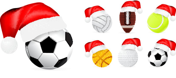 圣诞老人帽上的运动球图片下载