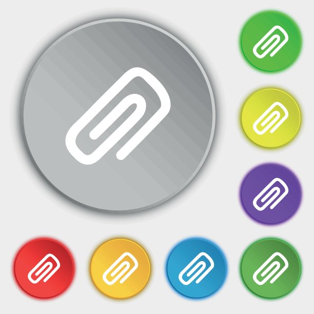 剪贴到纸图标标志。符号在五个平面按钮上。向量图片下载