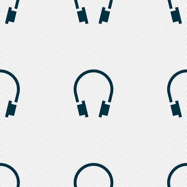 耳机图标符号。无缝图案与几何纹理。向量图片下载