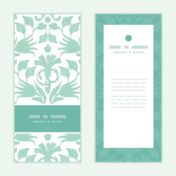 向量抽象绿色ikat垂直框架模式邀请gre图片下载