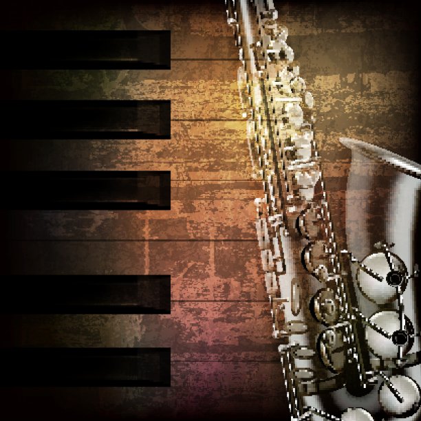 抽象的钢琴背景与萨克斯管图片下载