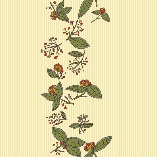 蔓越莓向量边界图案与树叶和浆果。图片下载