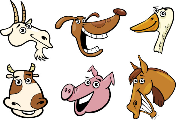卡通农场动物头设置图片下载