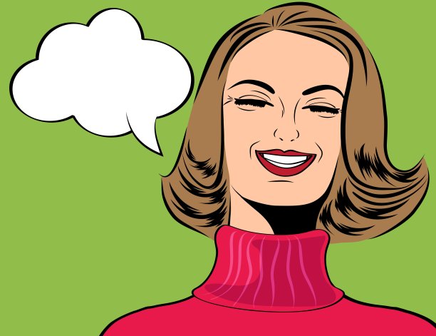 流行艺术可爱的复古女人在漫画风格笑图片下载