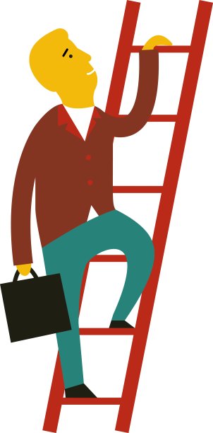 卡通人物爬楼梯的矢量插图概念图片下载