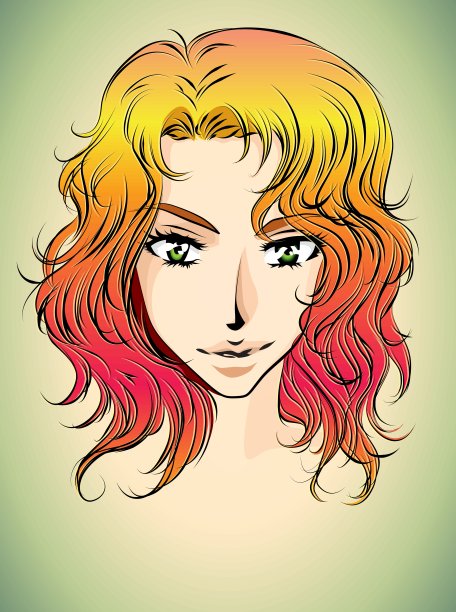 年轻漂亮的女人。长发型。图片下载