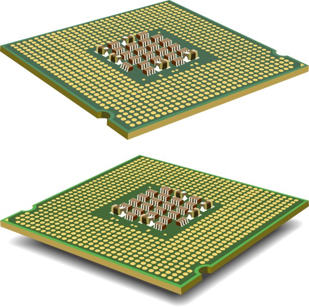 孤立在白色背景上的计算机处理器微电路。图片下载