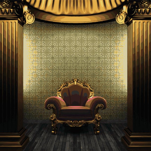 矢量青铜柱，椅子和瓷砖墙图片下载