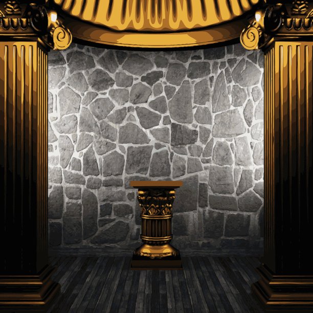 向量石墙和金色柱子图片下载