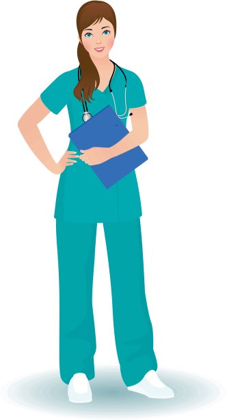 在白色背景上穿着全身的女医生图片下载