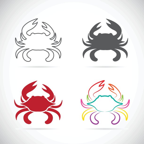 一组矢量螃蟹图标图片下载