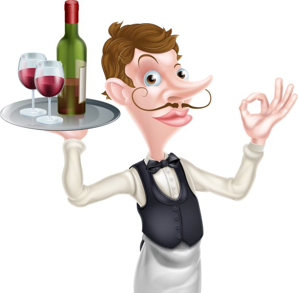 卡通酒服务员图片下载