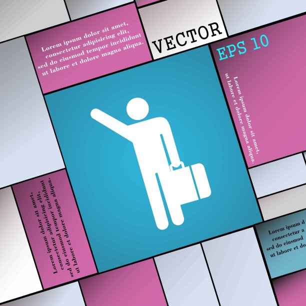 旅游的图标符号。现代平面风格为您的设计。向量图片下载