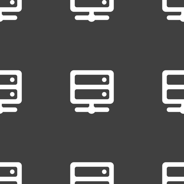 服务器图标符号。灰色背景上的无缝模式。向量图片下载