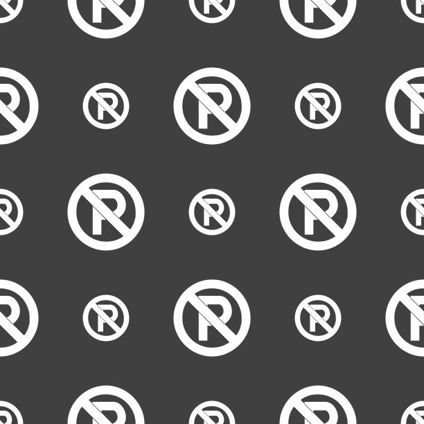 禁止停车标志。灰色背景上的无缝模式。向量图片下载