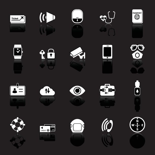 黑色背景上的乘客安全图标图片下载