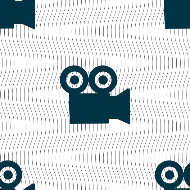 摄像机图标标志。无缝图案与几何纹理。向量图片下载