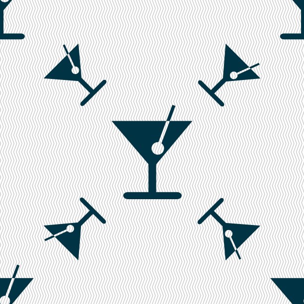 鸡尾酒的图标符号。无缝图案与几何纹理。向量图片下载