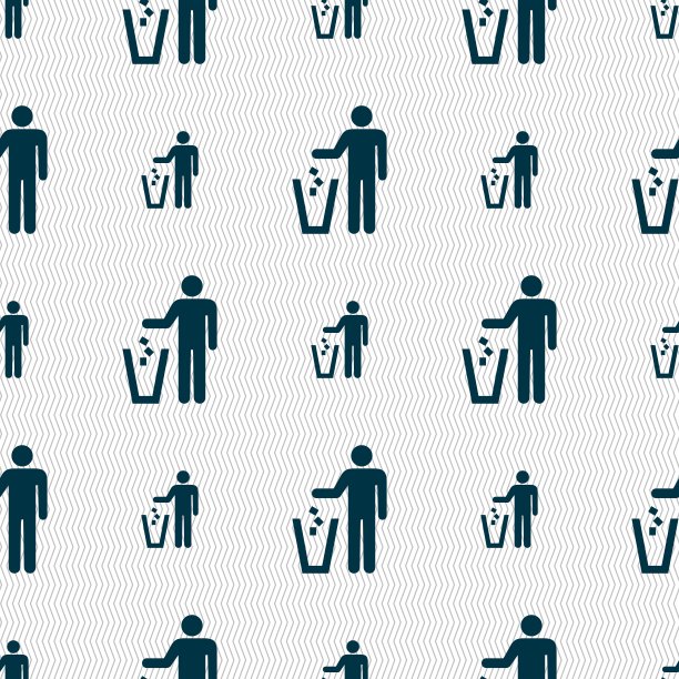 扔掉垃圾图标标志。无缝图案与几何纹理。向量图片下载