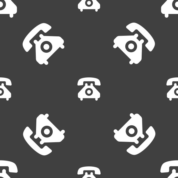 复古手机图标标志。灰色背景上的无缝模式。向量图片下载