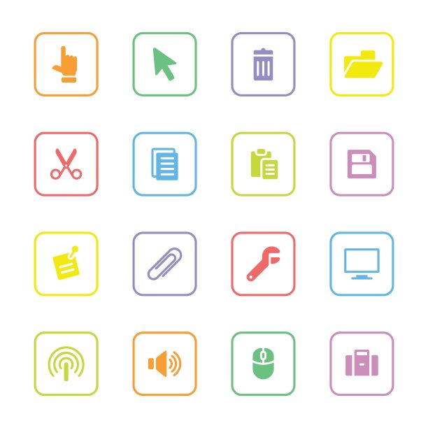 彩色网页图标设置3圆角矩形框架图片下载