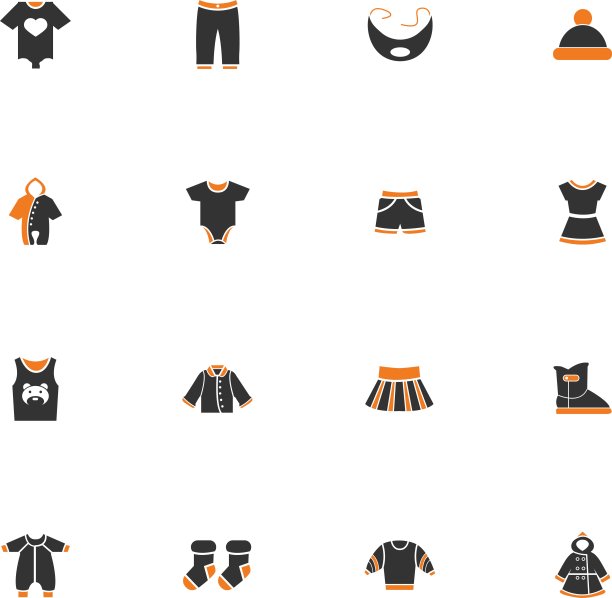 婴儿服装图标集图片下载