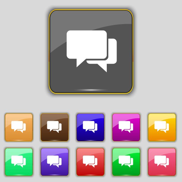 语音气泡图标标志。为你的网站设置11个颜色的按钮。向量图片下载