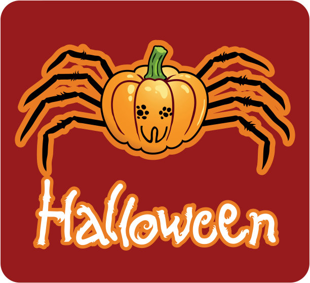 万圣节的图画——一个南瓜头和蜘蛛腿图片下载