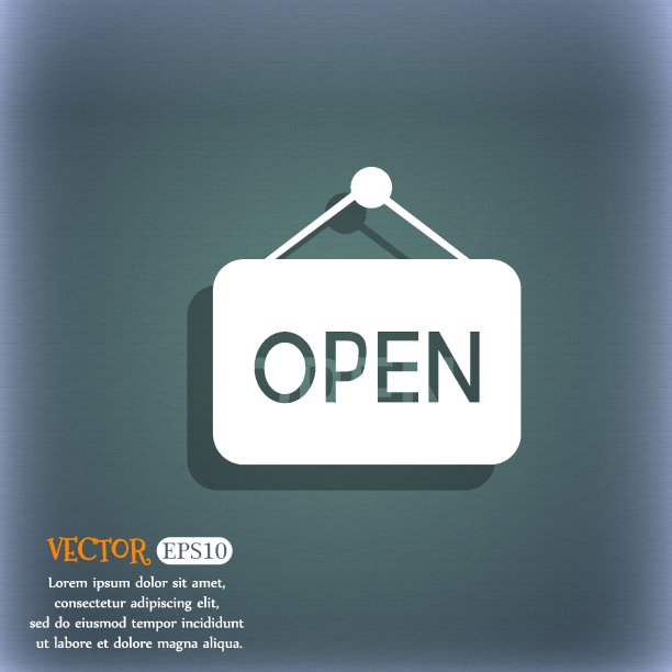 打开图标。在蓝绿色的抽象背景与阴影和空间为您的文本。向量图片下载