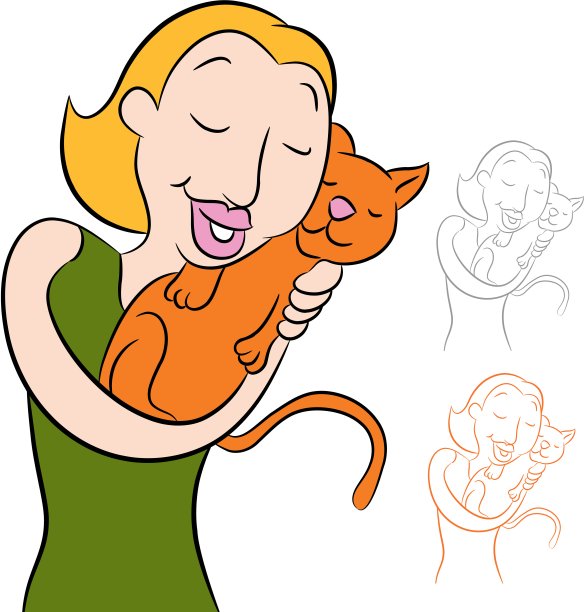 抱着猫的女人图片下载