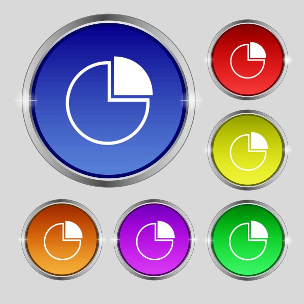 信息图表图标符号。圆形符号上鲜艳的色彩按钮。向量图片下载