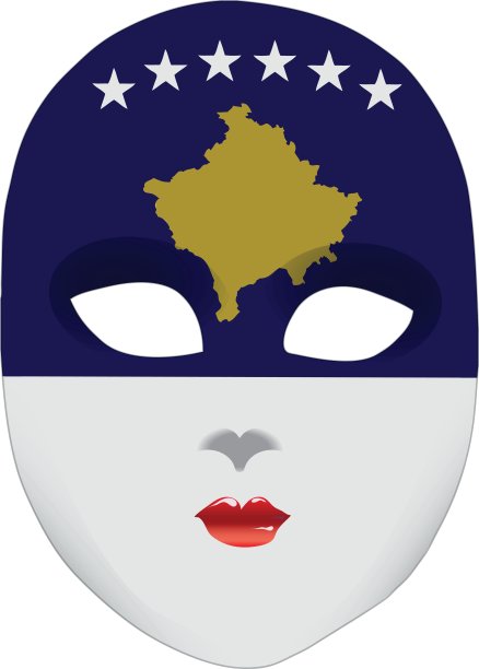 带有科索沃国旗的抽象面具图片下载