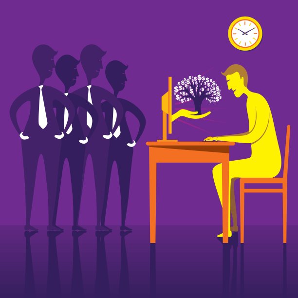 在线赚钱或美元树设计概念向量图片下载