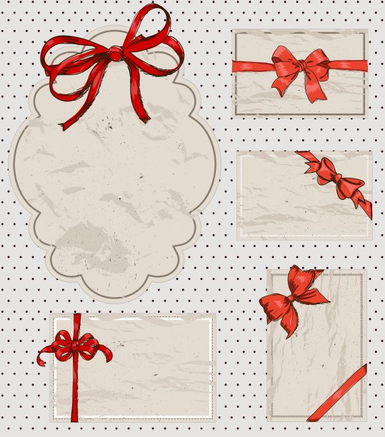 一套复古礼品蝴蝶结。图片下载