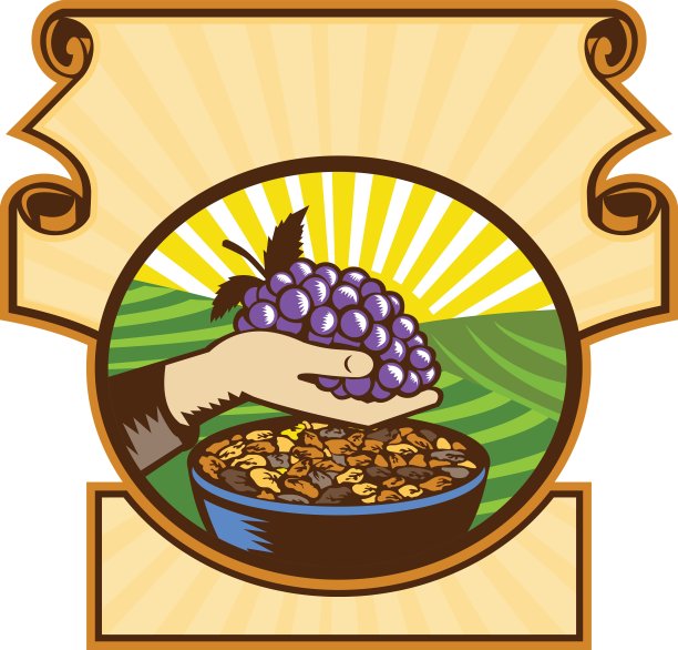 手握葡萄葡萄干佳洁士木刻图片下载