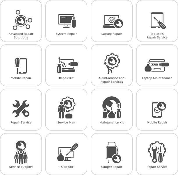 维修服务和维护图标设置。图片下载