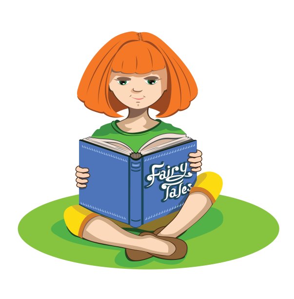 一个小女孩和一本童话书图片下载