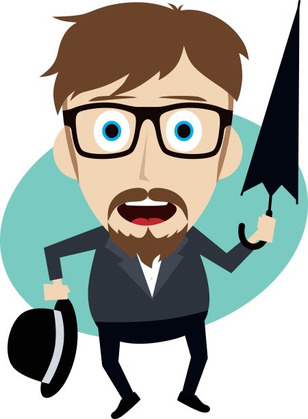 带着伞和礼帽的有趣的家伙图片下载