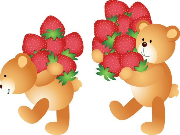泰迪熊抱着草莓图片下载