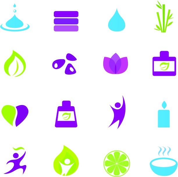 水、健康、自然和禅宗的象征——粉色、绿色、蓝色图片下载