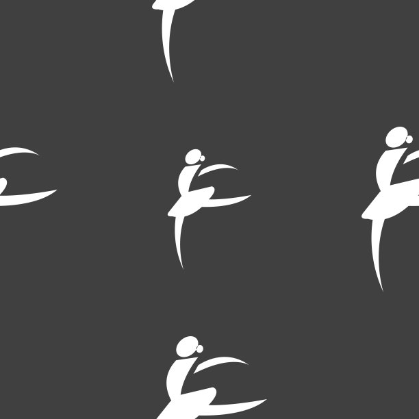 跳芭蕾的女孩，芭蕾舞者的标志。灰色背景上的无缝模式。向量图片下载