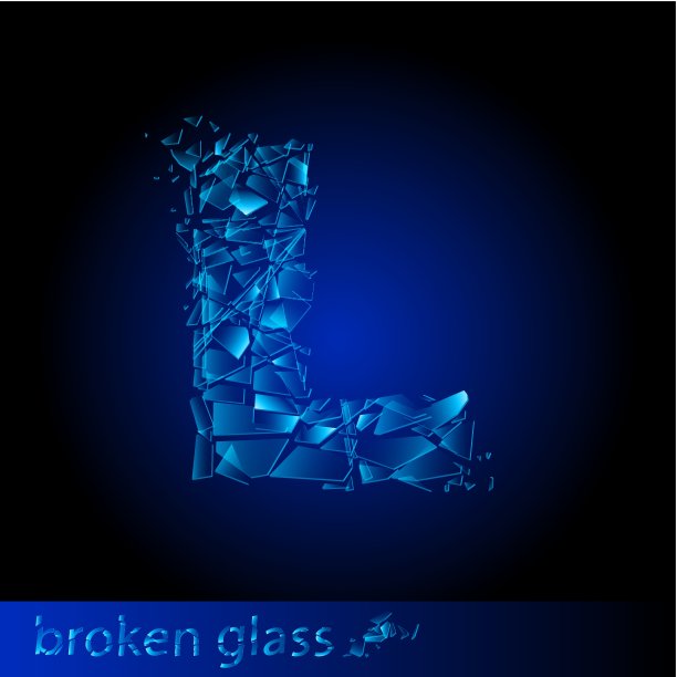 碎玻璃的一个字母- L图片下载