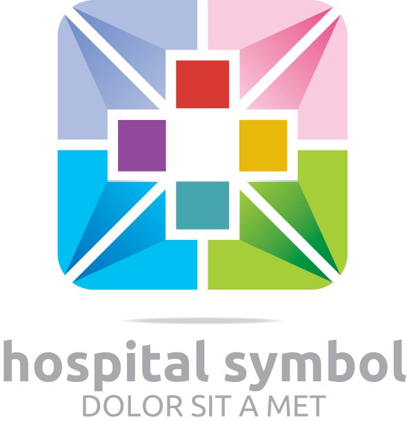 标志设计符号医院彩色图标抽象矢量图片下载