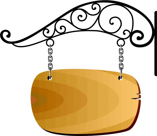 木制招牌和金属装饰图片下载